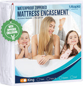 Utopia Bedding vista frontal del protector empaquetado mostrando tamaño king