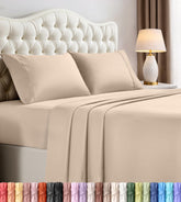 Utopia Bedding vista frontal del empaque beige muestra set completo y atractivo