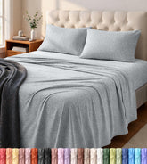 Utopia Bedding vista frontal del empaque con color gris jaspeado y atractivo visual