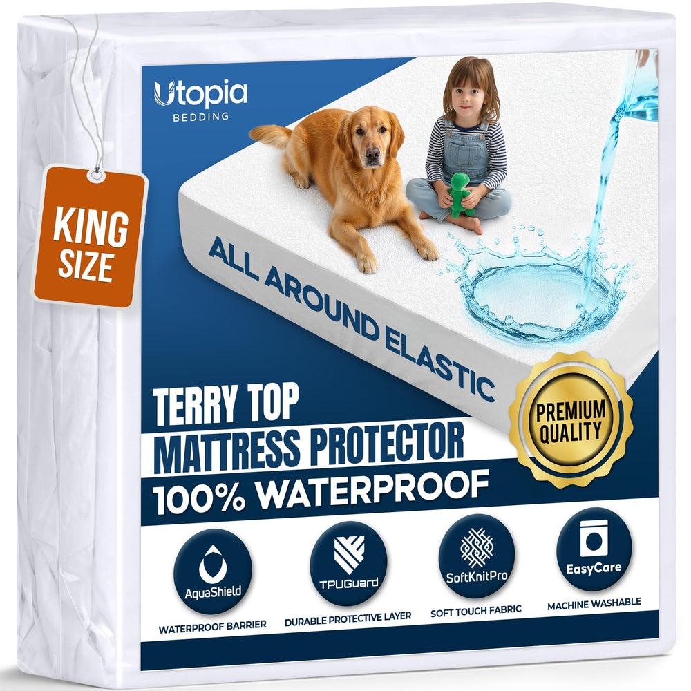 Utopia Bedding protector frontal ajustado mostrando buen acabado y ajuste seguro