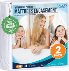 Utopia Bedding protector frontal mostrando ajuste full y protección completa
