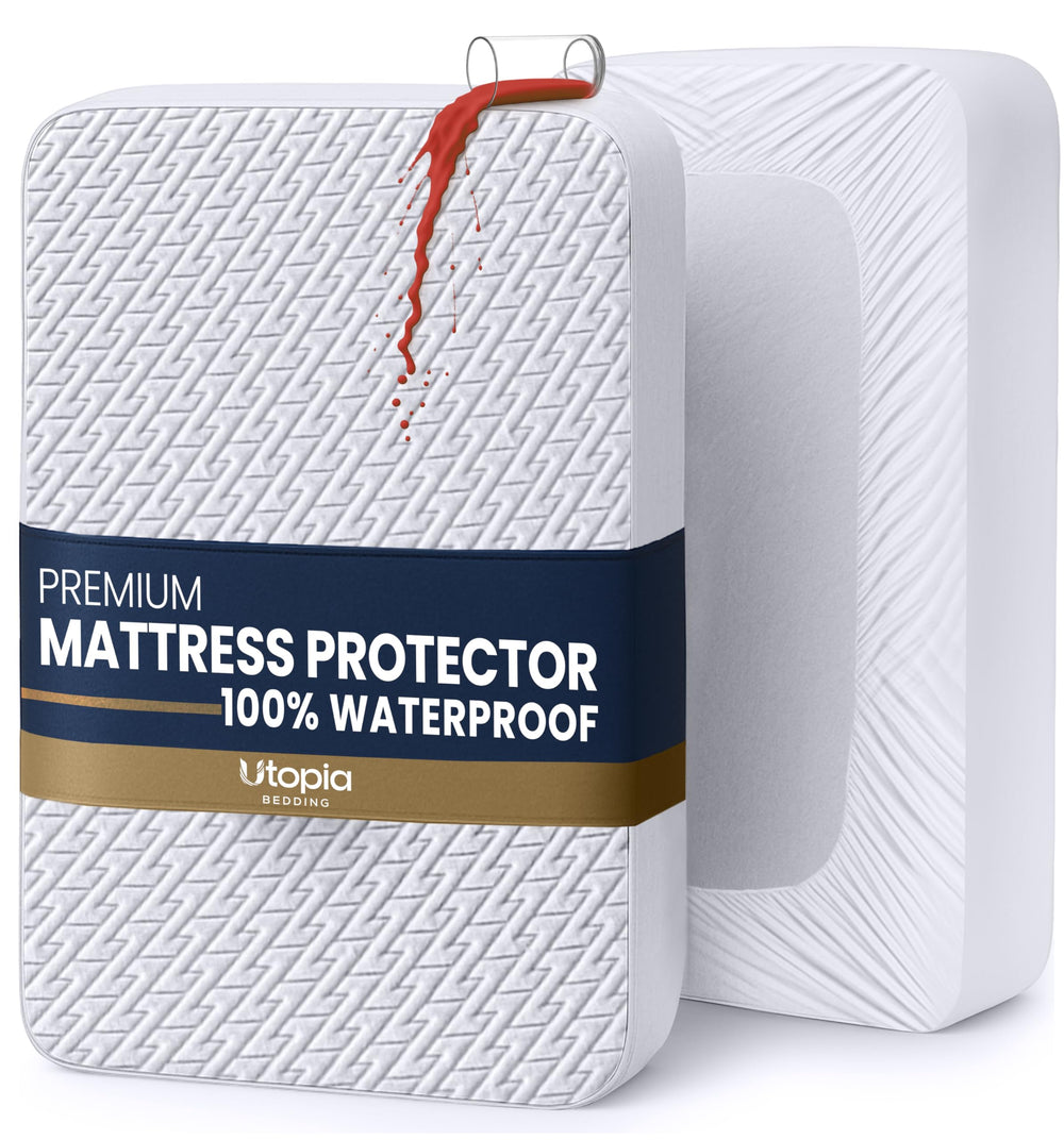 Utopia Bedding vista frontal del protector Twin XL ajustado, protección completa