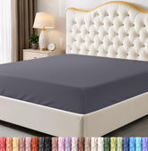 Utopia Bedding vista frontal de la sábana ajustable King gris, ajuste seguro