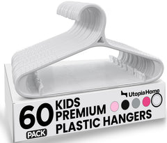 Utopia Home paquete frontal de 60 perchas blancas, organiza ropa infantil