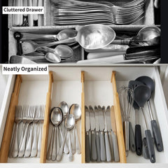 Utoplike colocado en cajón de cocina organizando espátulas y cucharones eficientemente