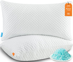 Almohada UYWO vista frontal del set queen con funda refrigerante y acabado limpio
