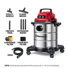 Vacmaster VOC508S primer plano del depósito de acero inoxidable que aporta durabilidad