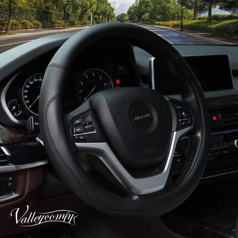 Valleycomfy funda volante frontal negro mejora apariencia interior