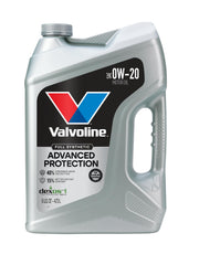 Valvoline envase 0W-20 vista frontal mostrando capacidad de protección