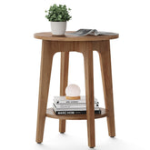 VASAGLE vista frontal de la mesa auxiliar Honey Brown con diseño elegante
