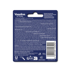 Vaseline stick cocoa textura detallada demostrando hidratación intensa