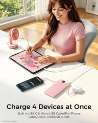 VEGER cables integrados iOS y USB‑C mostrando conexión fácil