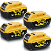 VelgoNyx pack frontal mostrando 4 baterías y compatibilidad 20V Max
