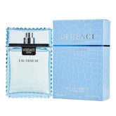 Versace Man frasco frontal elegante y fresco, muestra diseño y versatilidad