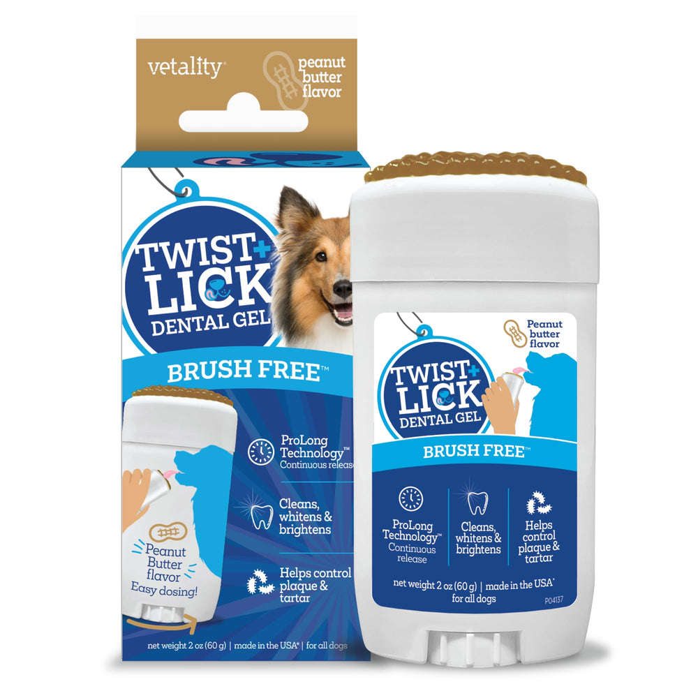 Vetality Twist and Lick vista frontal del envase mostrando el aplicador y beneficios