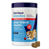 Vetnique Glandex envase frontal mostrando 120 masticables y beneficios