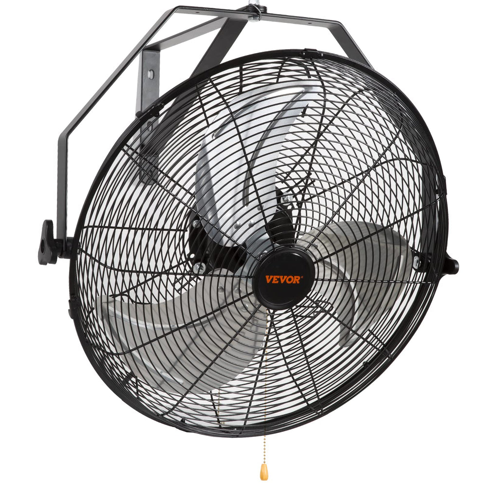 VEVOR front view of 18-inch wall fan showing metal guard and airflow, highlighting durable design