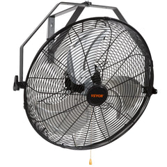 VEVOR front view of 18-inch wall fan showing metal guard and airflow, highlighting durable design