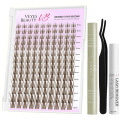 VEYESBEAUTY frontal del paquete mostrando kit Manga Brown y beneficio de uso rápido
