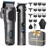 VGRPRO vista frontal del cortapelos con caja elegante y accesorios, calidad profesional