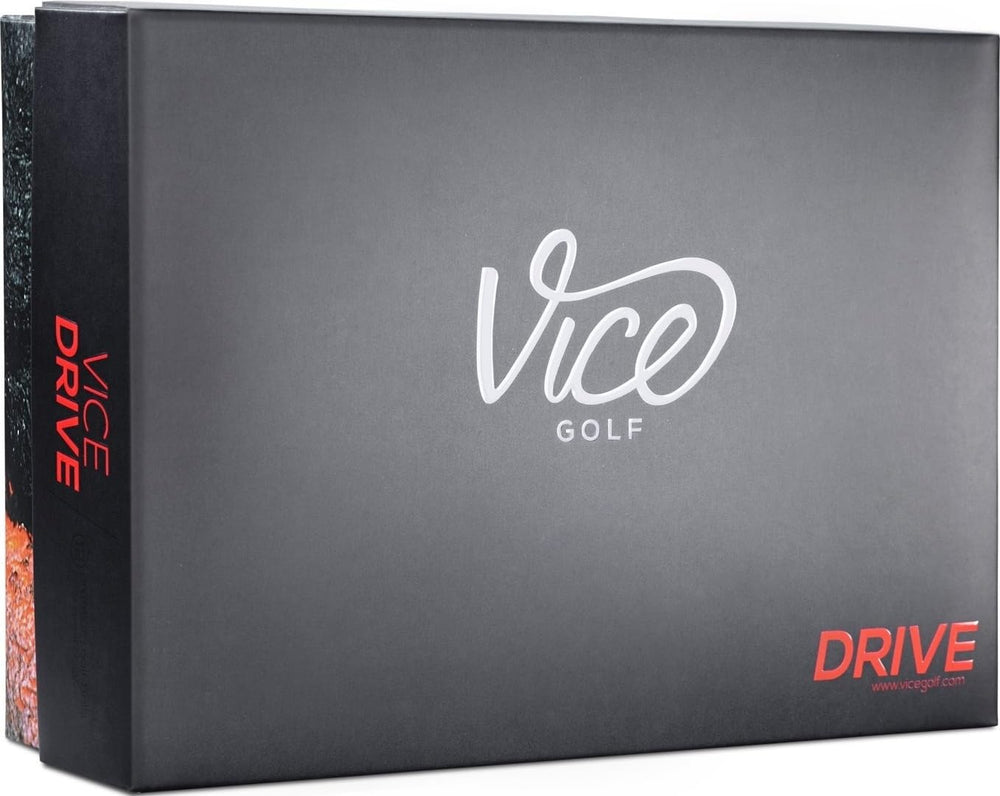 Vice Golf embalaje frontal mostrando la caja y beneficio de resistencia