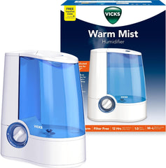 Vicks humidificador frontal mostrando diseño compacto y salida de vapor beneficiosa