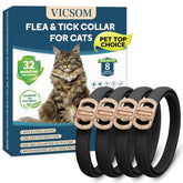 VICSOM collar antipulgas frontal mostrando diseño y beneficio protección prolongada