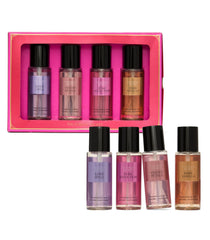 Victoria's Secret set frontal mostrando las cuatro mini brumas, ideal para viaje
