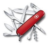 Victorinox Huntsman frontal roja mostrando 15 funciones y fácil localización