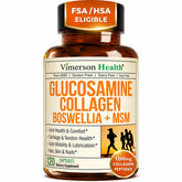 Vimerson Health frasco frontal mostrando la etiqueta y la ventaja de apoyo articular