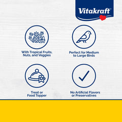 Vitakraft detalle de textura de frutas secas que facilita masticación y disfrute
