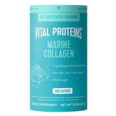 Vital Proteins envase frontal mostrando colágeno marino y beneficios prácticos