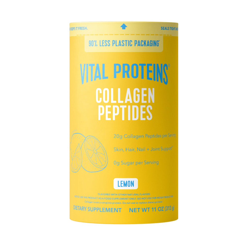 Vital Proteins envase frontal mostrando sabor limón y tamaño 11oz para elección clara