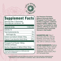 Etiqueta Vital Source Nutrition con lista de ingredientes clave y certificación vegana