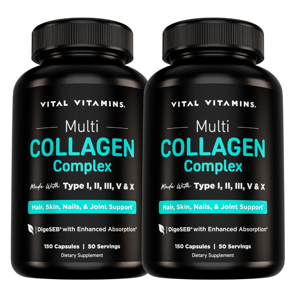 Vital Vitamins frontal del envase mostrando el 2-pack y beneficios principales