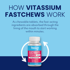 Vitassium FastChews frasco en bolso ilustra transporte práctico y discreto