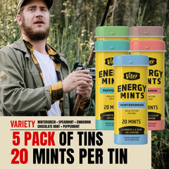 Viter Energy primer plano de textura de la mint, sabor intenso