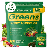 Vitrcestrs frasco frontal mostrando 120 gomitas y envase claro, conveniencia diaria