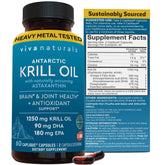 Viva Naturals frasco frontal de krill 1250 mg mostrando etiqueta y cantidad