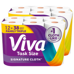 Viva empaque frontal mostrando 12 rollos Family Triple y ahorro