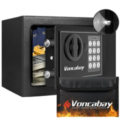 Voncabay vista frontal de la caja fuerte mostrando cerradura y acabado resistente