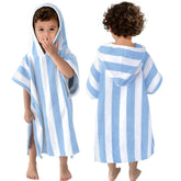 VOOVA & MOVAS poncho frontal con rayas azul claro, secado y confort inmediato