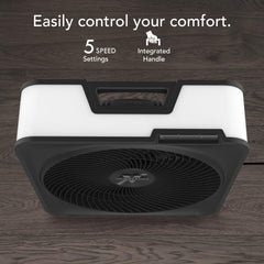 Vornado Model 80 perfil lateral destacando carcasa resistente y durabilidad