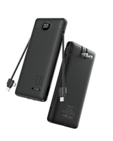 VRURC vista frontal del power bank negro con elegante diseño y potencia portátil