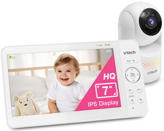 VTech Advanced HQ Max vista frontal con pantalla encendida mostrando bebé, privacidad segura