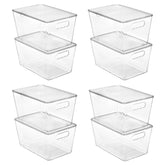 Vtopmart vista frontal del paquete de 8 cajas claras para organización