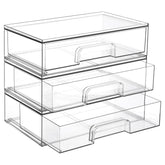 Vtopmart frontal paquete de tres cajones transparente para organización