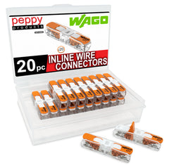 Peppy Products WAGO vista frontal del paquete con 20 conectores, organización práctica