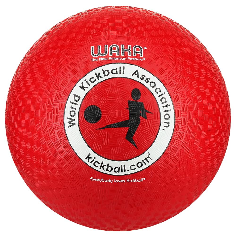 WAKA pelota oficial roja frontal mostrando marca y portabilidad