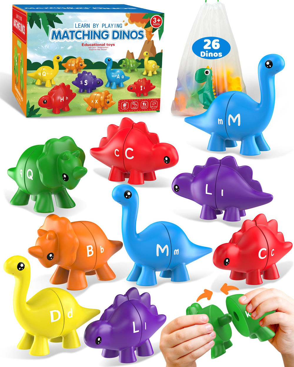 Walenty imagen frontal del pack de dinosaurios alfabeto, organización fácil